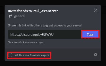 In the pop-up window, click on the Copy button