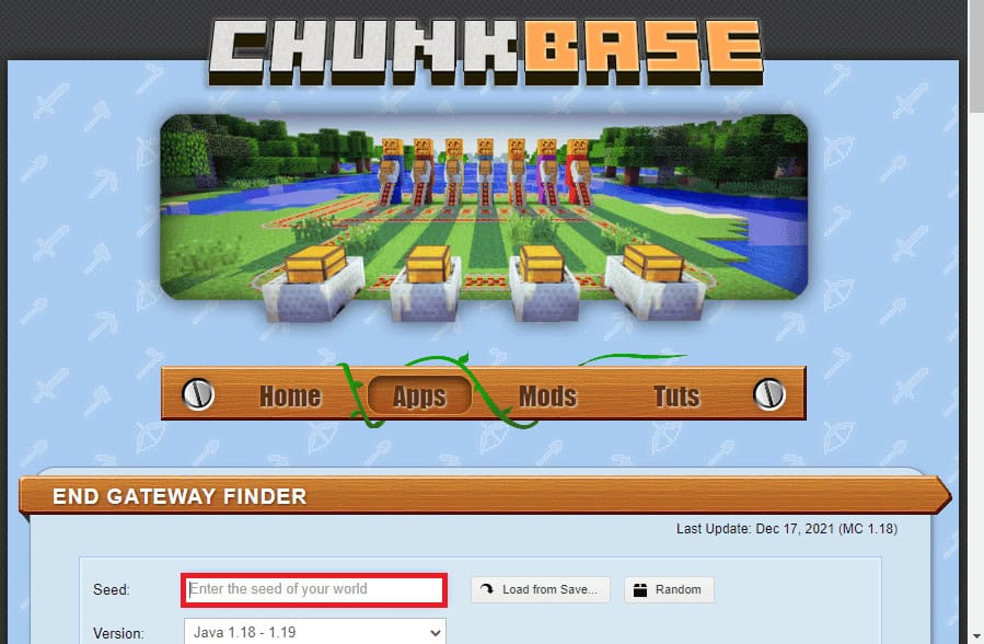 In the Seed section, enter your worldโs seed number, you can also enter this from the saved game section