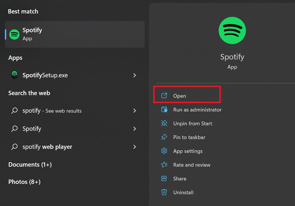 open spotify
