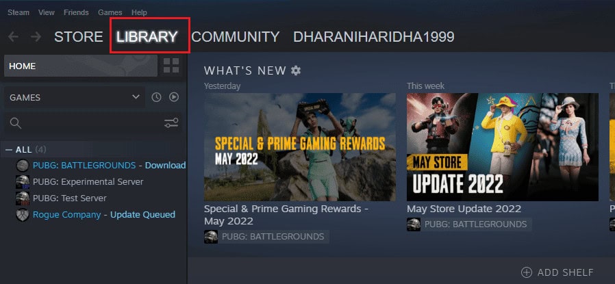Launch Steam on your PC and open up the LIBRARY in it