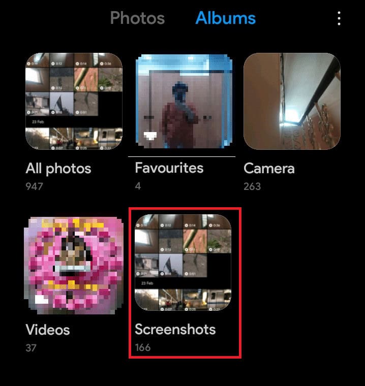 Look for the Screenshots folder and tap on it.