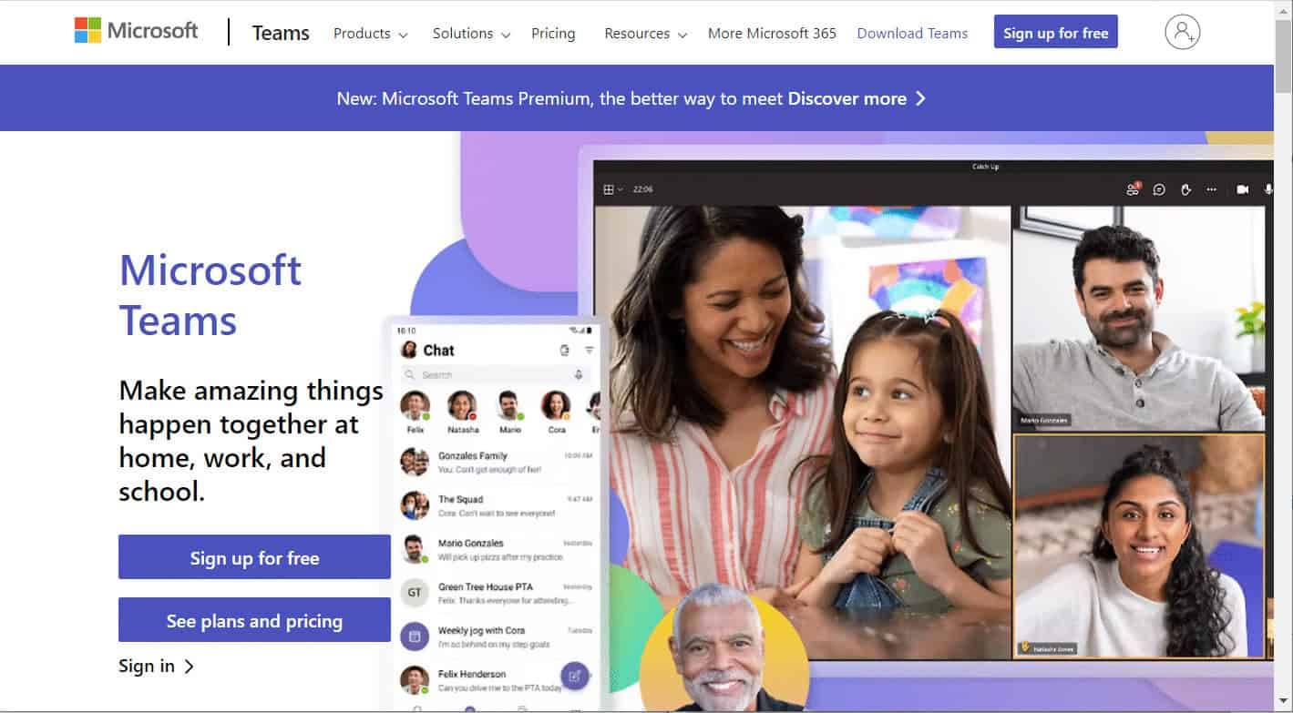 microsoft teams webpage