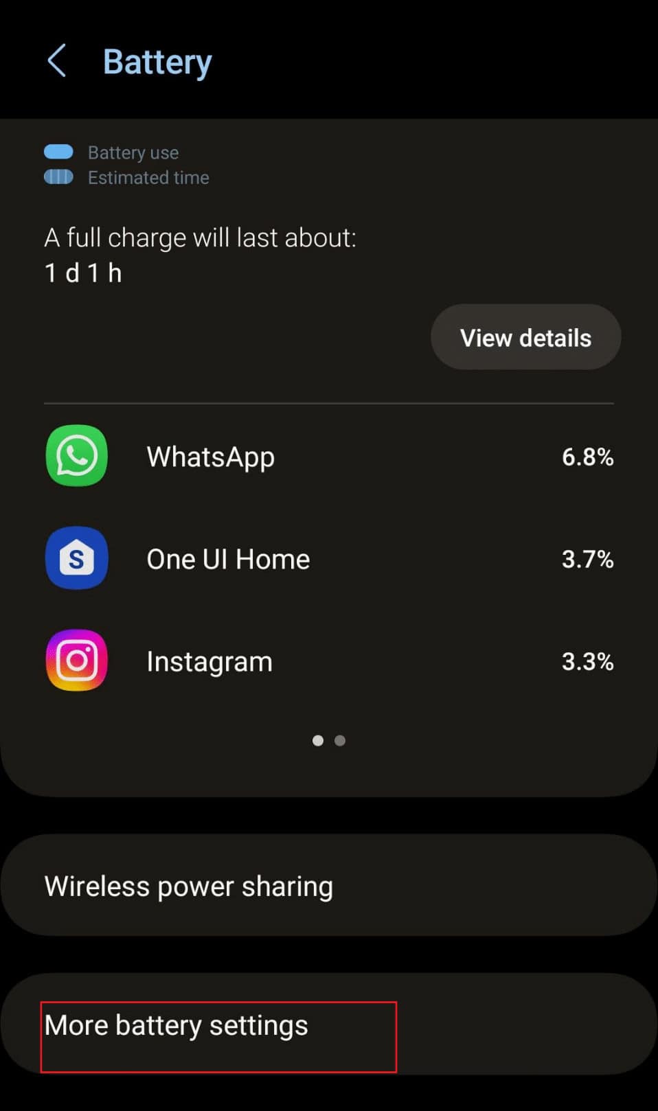 tap on more battery settings