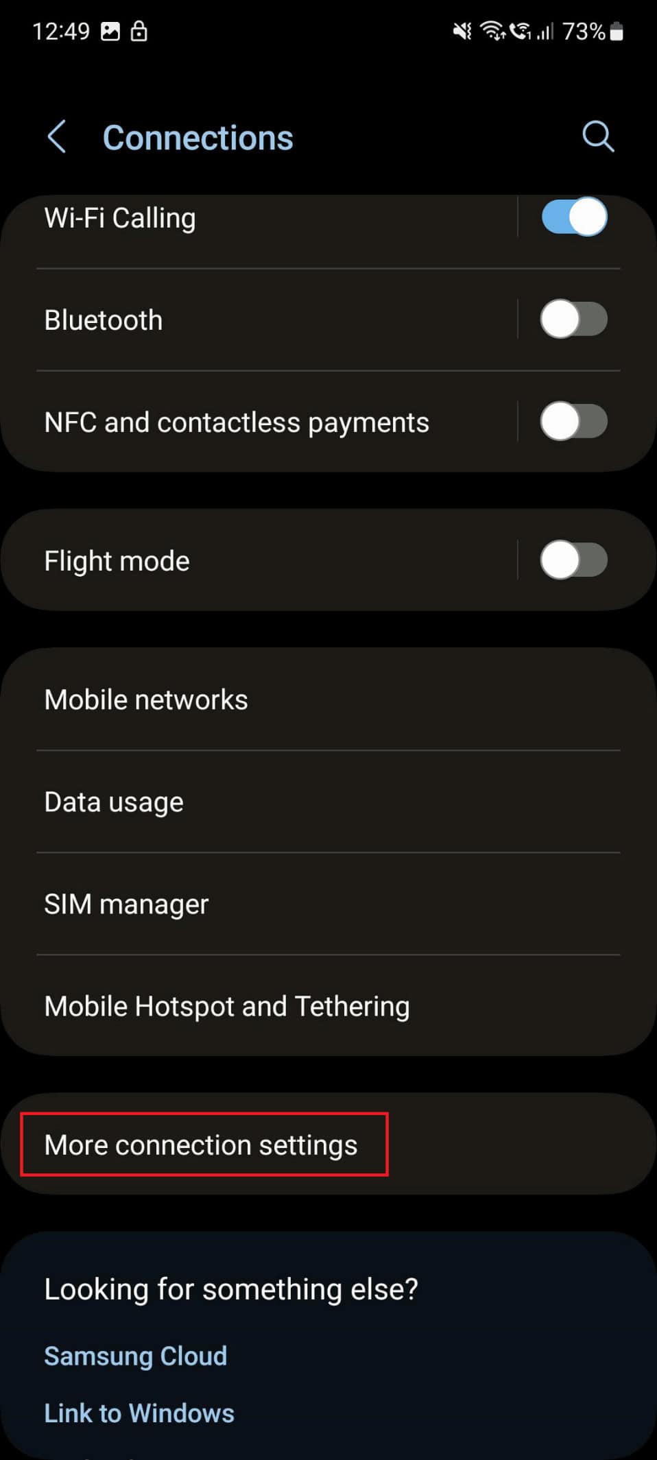 more connection settings s21