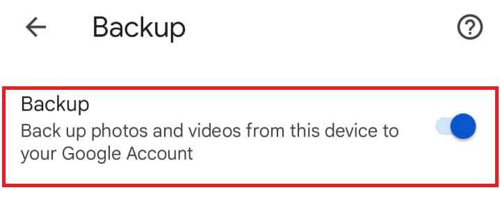 navigate to the Backup option