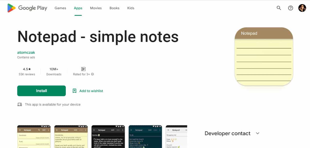 Notepad simple notes