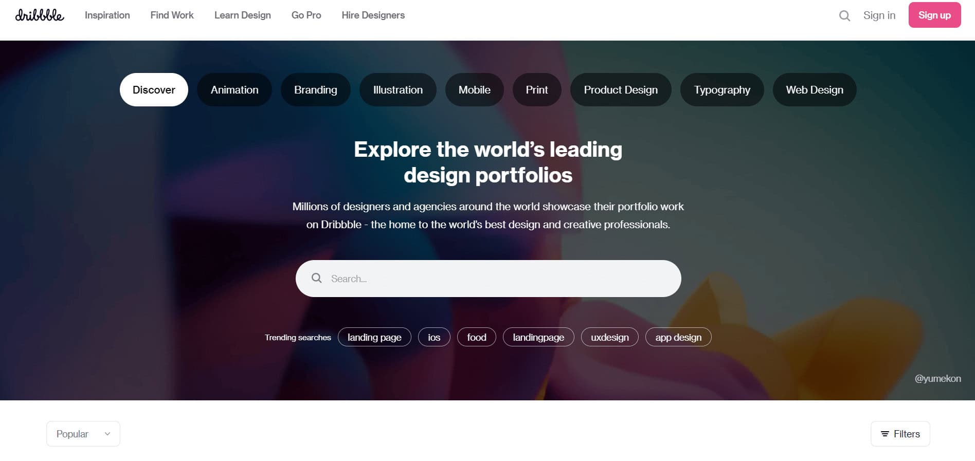 Official Webpage of Dribbble