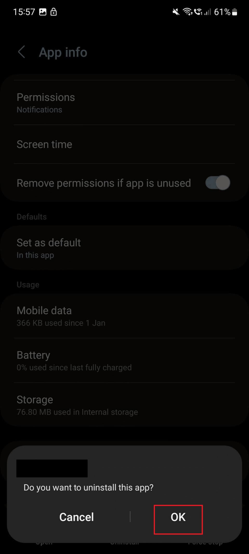 OK for uninstall