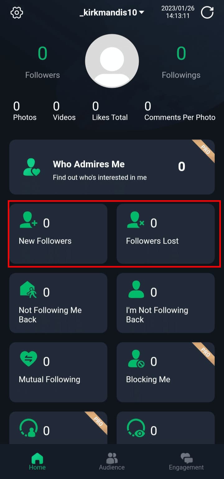 Once logged in, you can be able to view your IG followerโs history count |