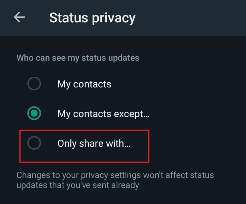 Choose only share with