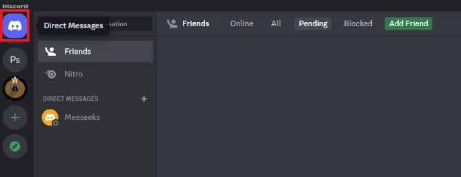 Open the Discord desktop app and click on the Direct Messages icon | raid helper discord