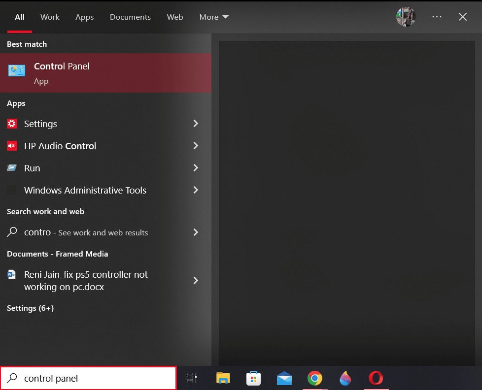 Press Windows + R keys and search Control Panel