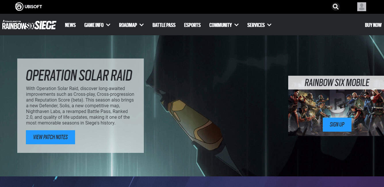 RAINBOW SIX SIEGE webpage 