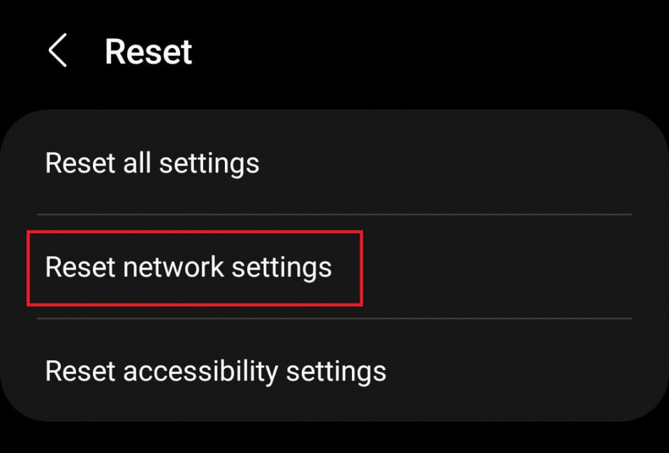 Tap on Reset network settings