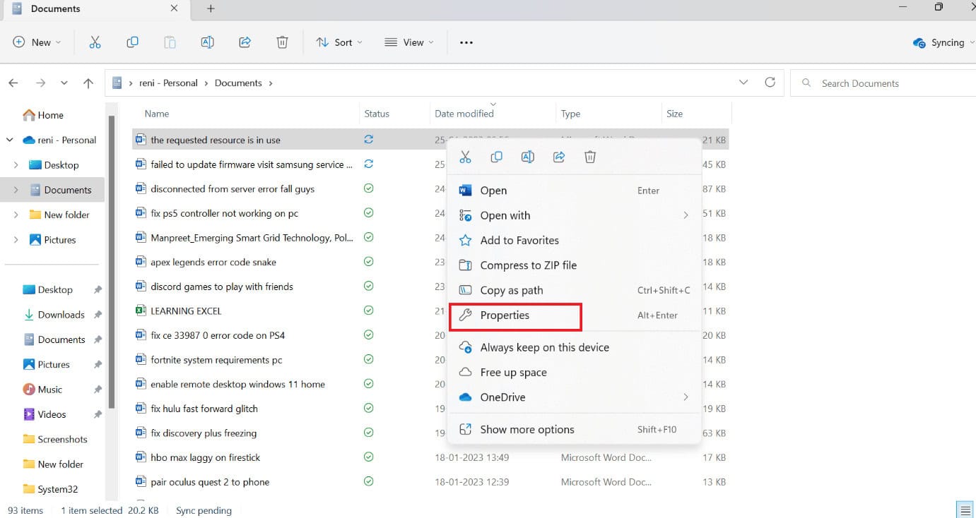 right-click on the file that is causing the error and select Properties