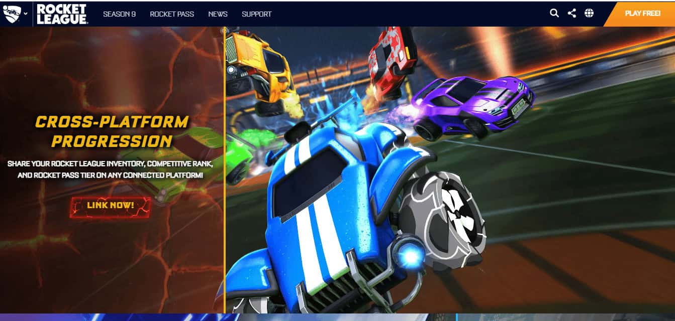 ROCKET LEAGUE webpage 
