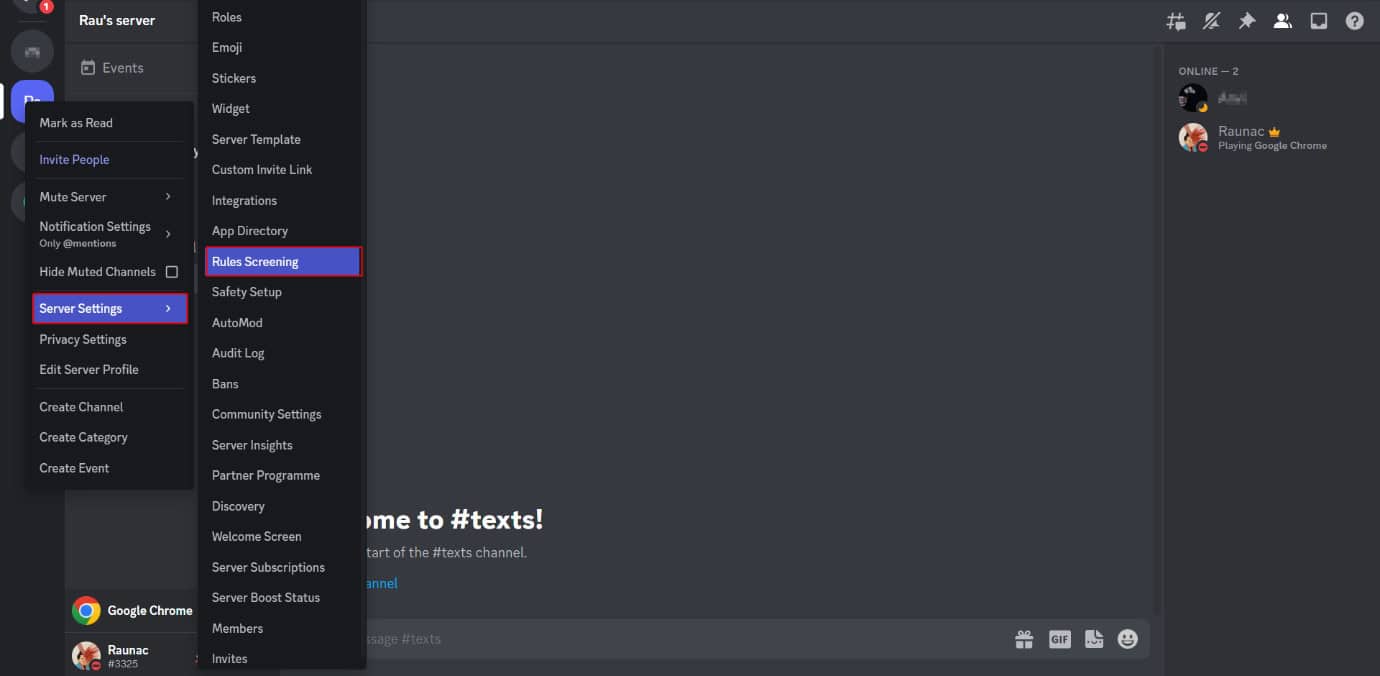 Rules screening option in Server settings. Fix Discord Channel Verification Too High