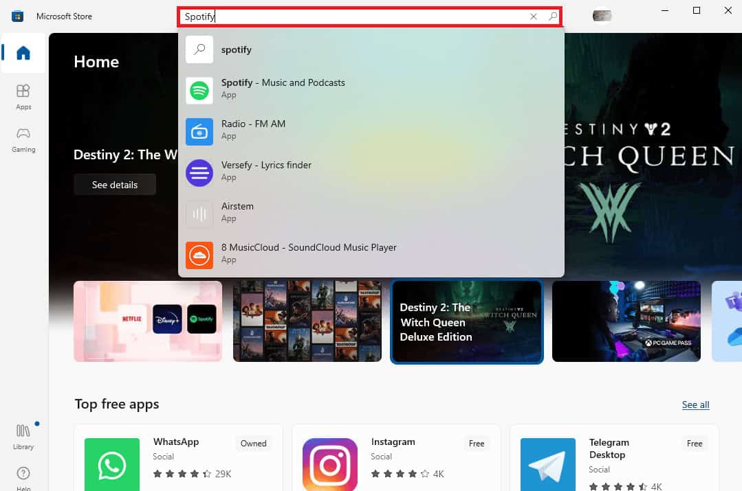 Search for Spotify