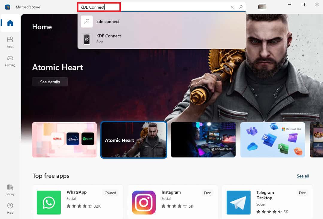 Search for the application in the MS Store