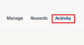 Select the Activity tab