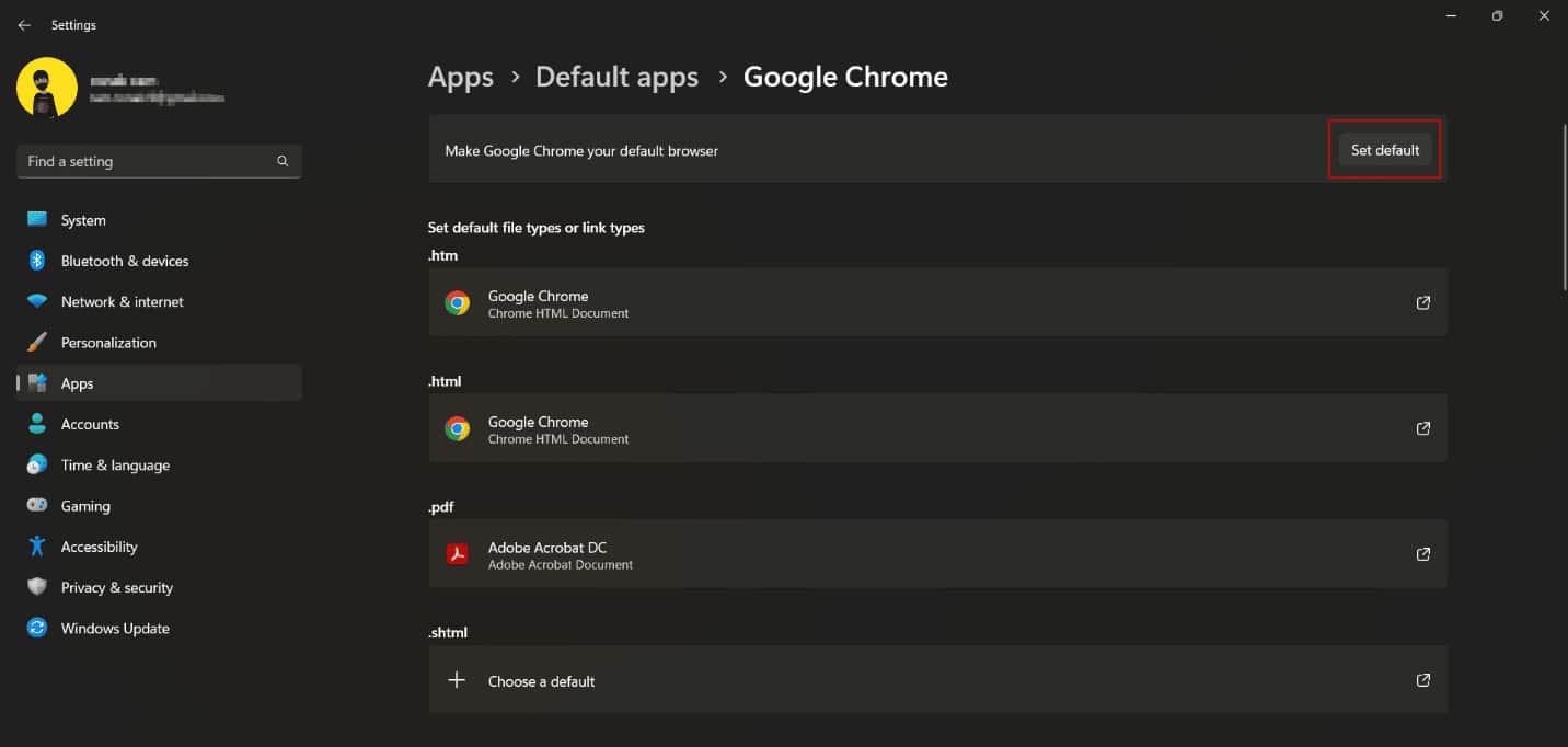 Set default option