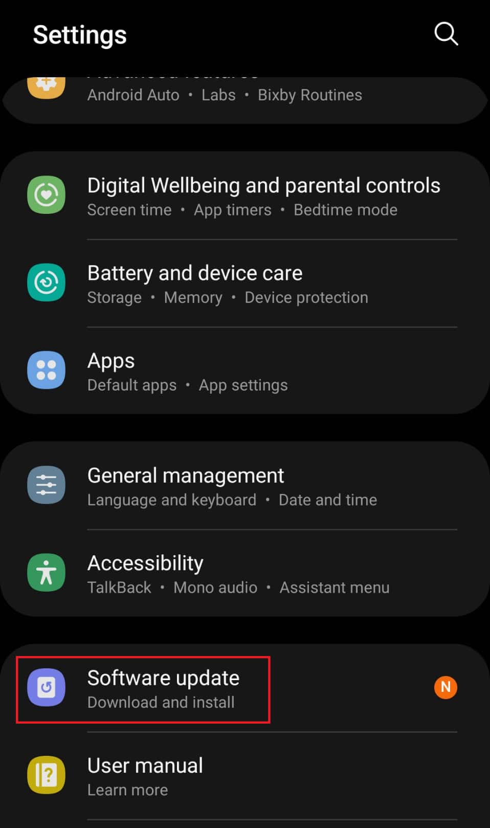 tap on Software update