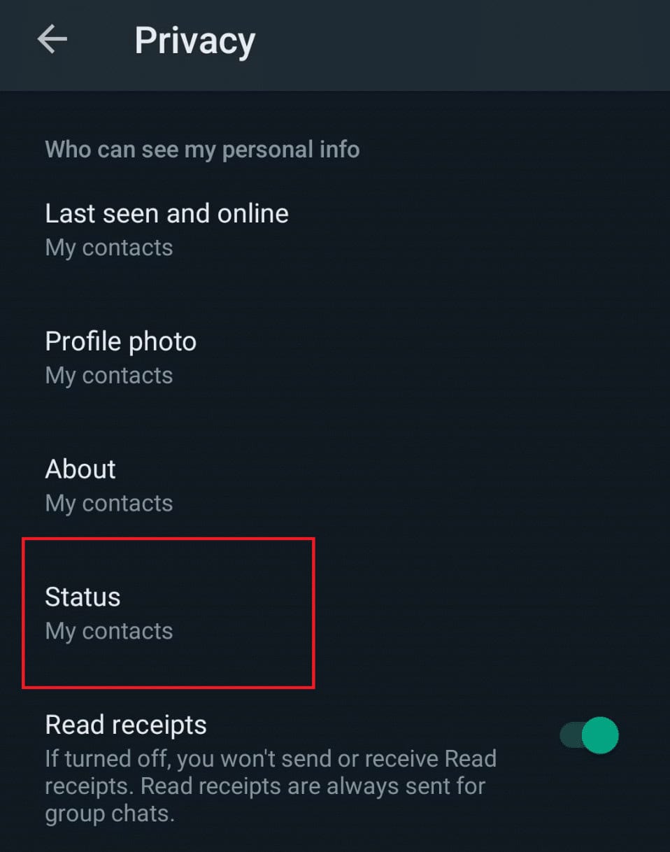 Tap on status