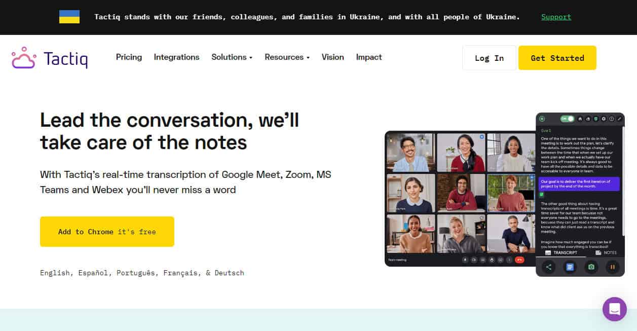 Tactiq. 21 Best Tools to Get AI-Generated Meeting Notes