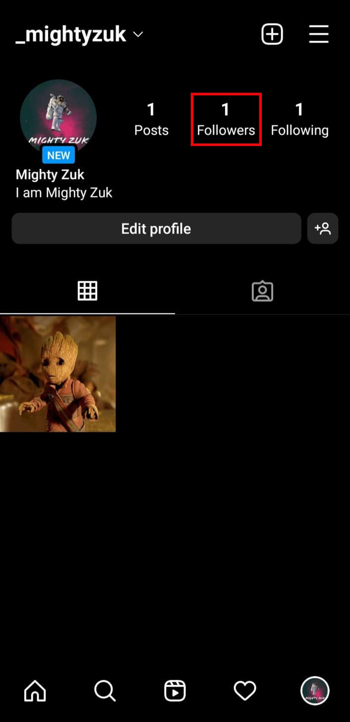Tap followers to see number of followers. | 