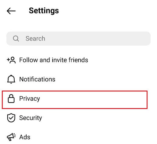 tap on Privacy