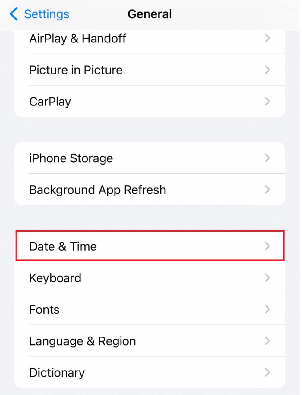 Tap on Date & Time