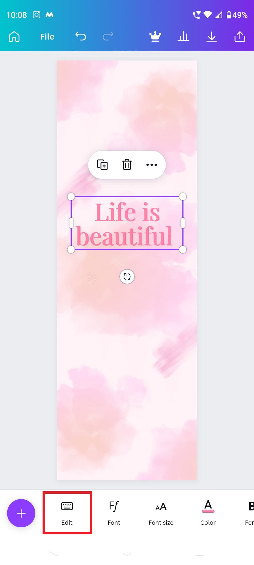 tap on Edit on canva