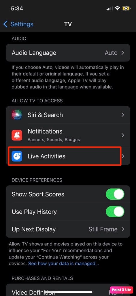 tap on live activities