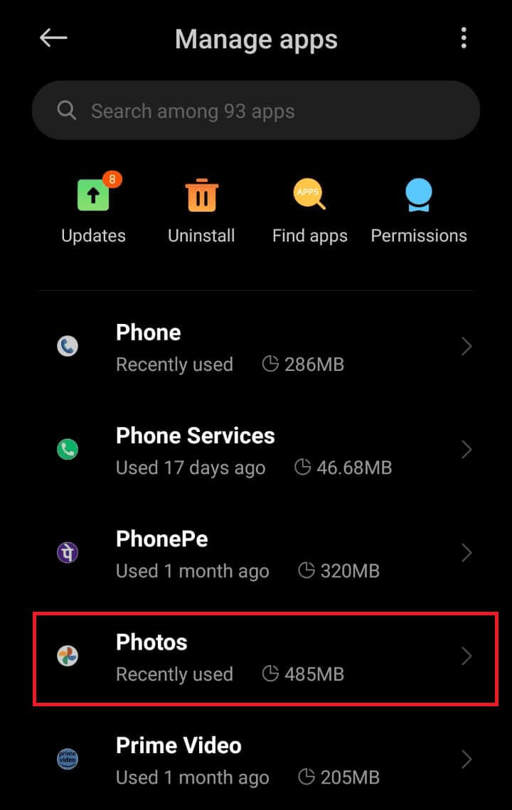 tap on Photos
