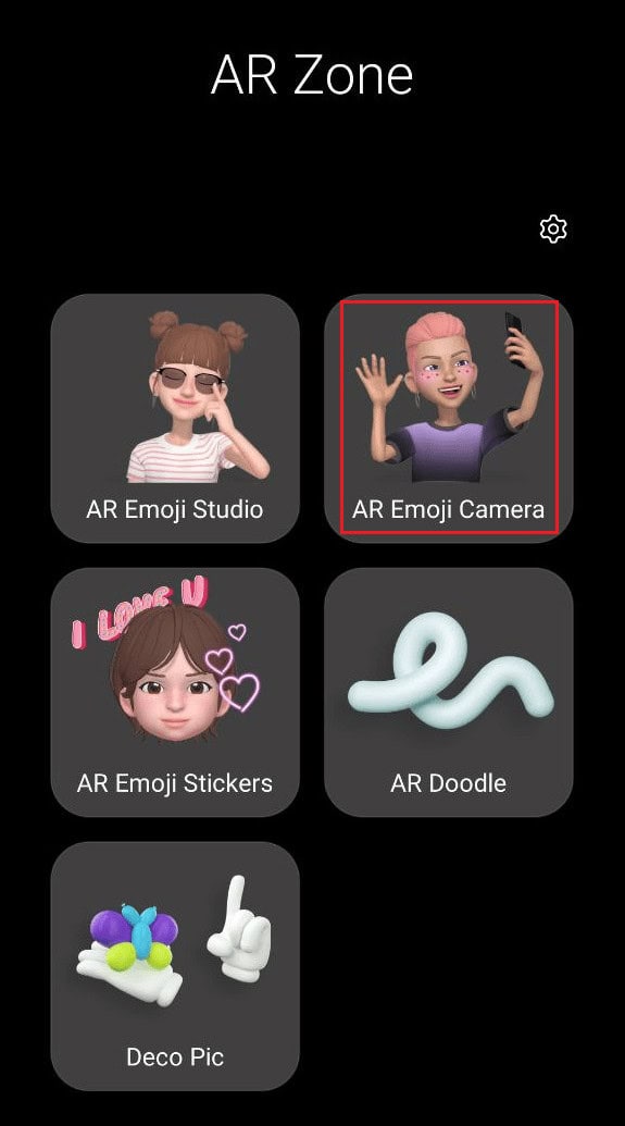 tap on the AR Emoji Camera option
