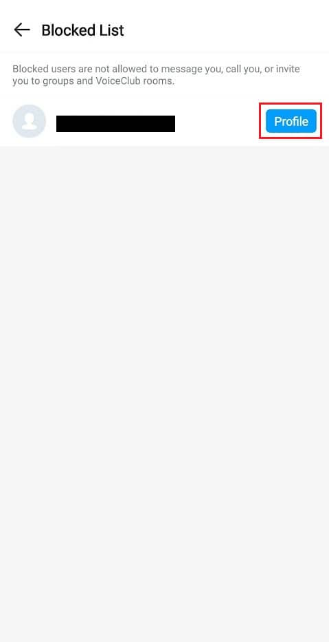 tap on the Profile option next to the contact you just unblocked