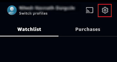 tap on the Settings gear icon | How to Cancel Amazon Prime Video