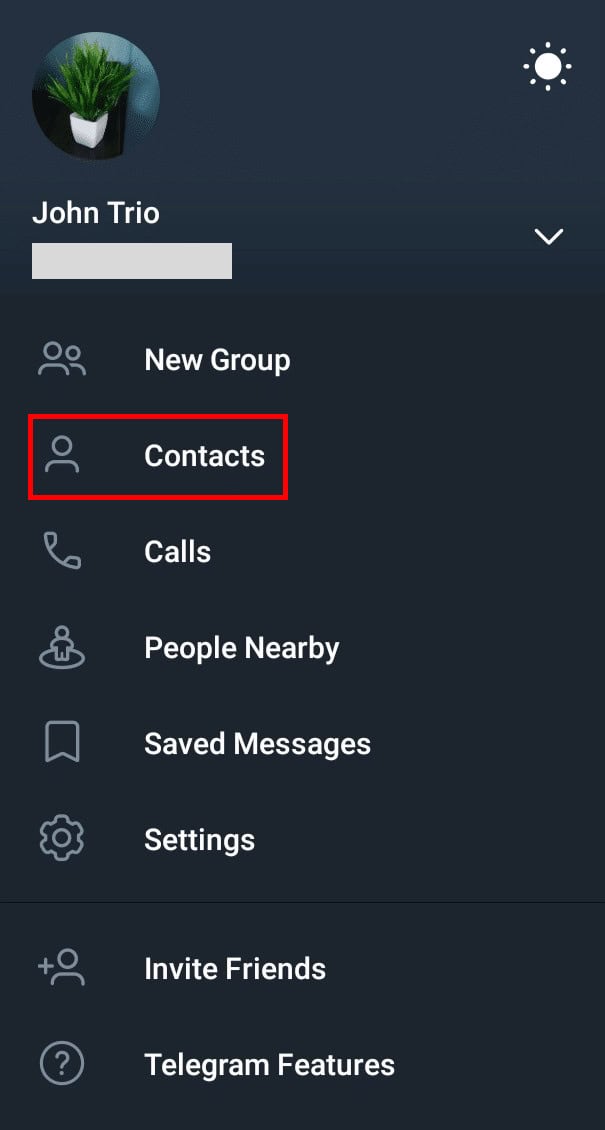 Tap on the Contacts option.