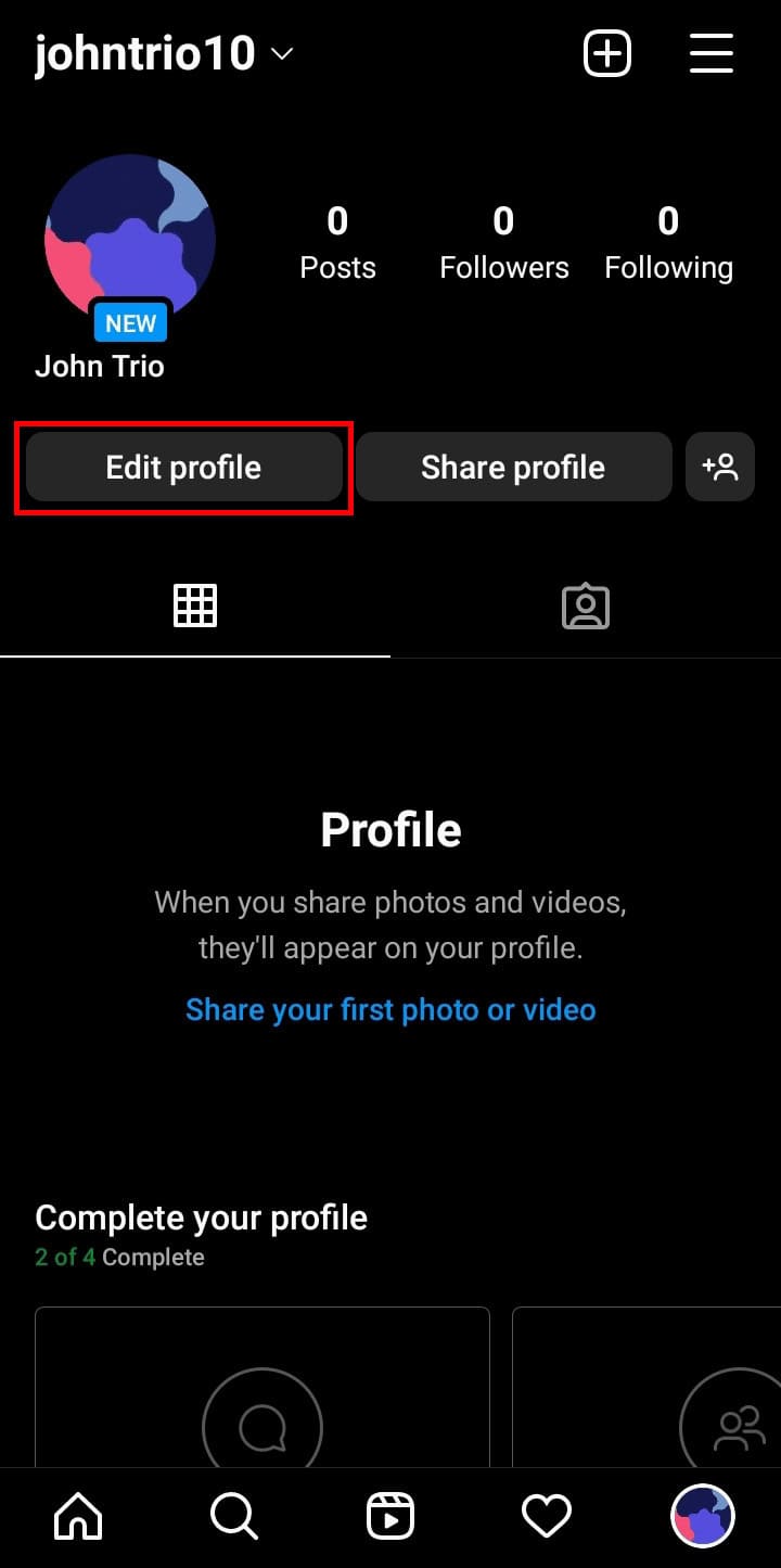 Tap on the Edit profile button below your profile picture. | How to Change Age on Instagram