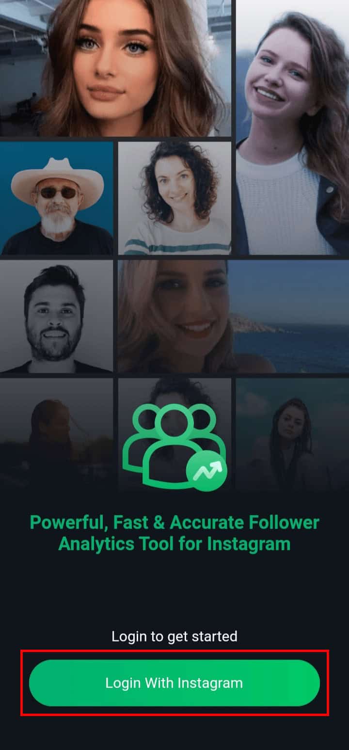 Tap on the Login With Instagram button at the bottom of the screen.