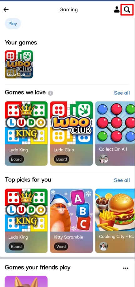 Tap on the magnifying glass icon in the top right corner.