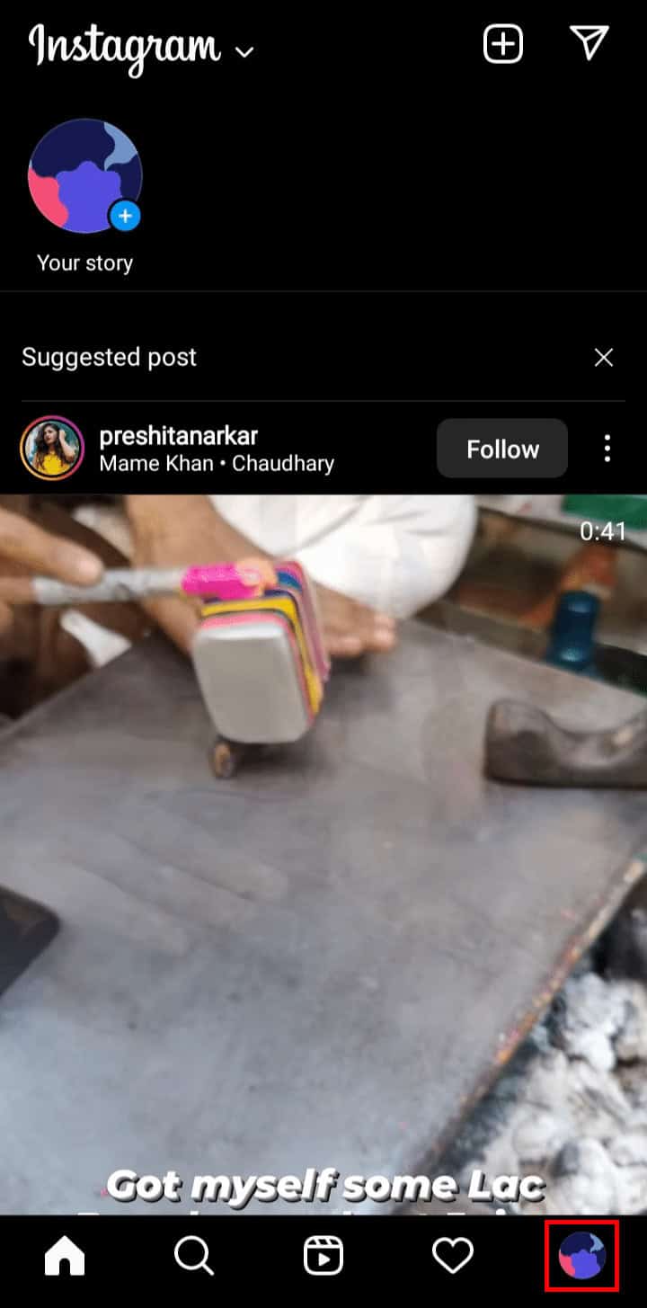 Tap on the profile icon at the bottom right corner of the screen.