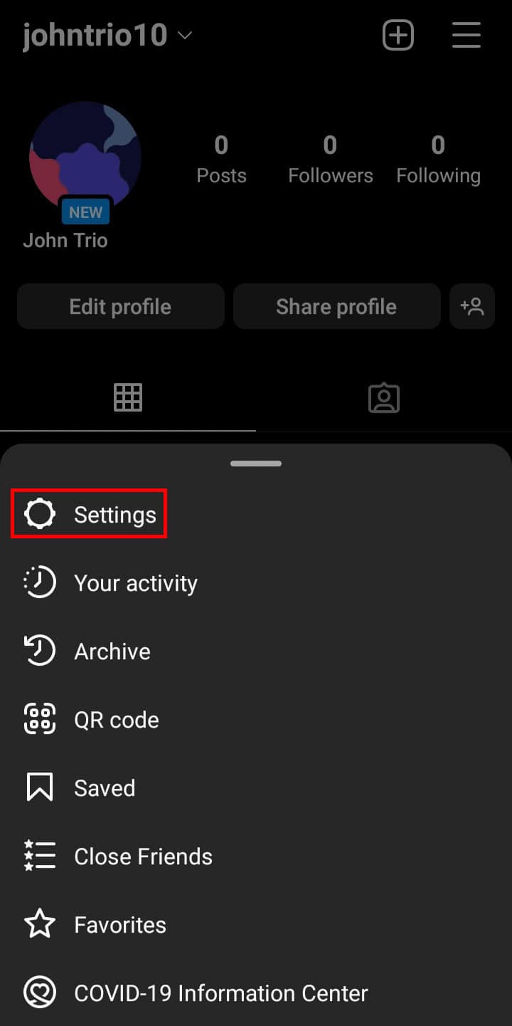 Tap on the Settings option. | How to Change Age on Instagram