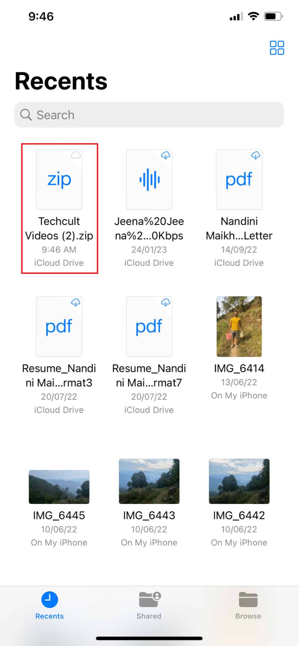 Tap on the ZIP file to open it