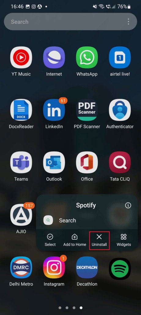 Tap on Uninstall