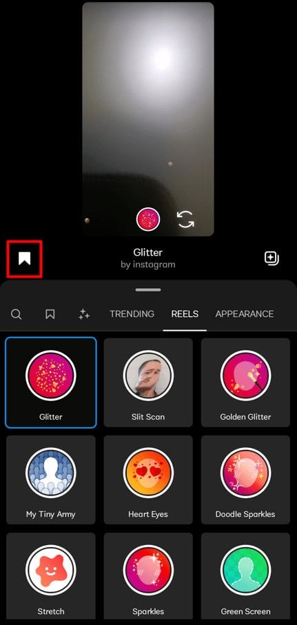 Tap the Ribbon icon to save an effect