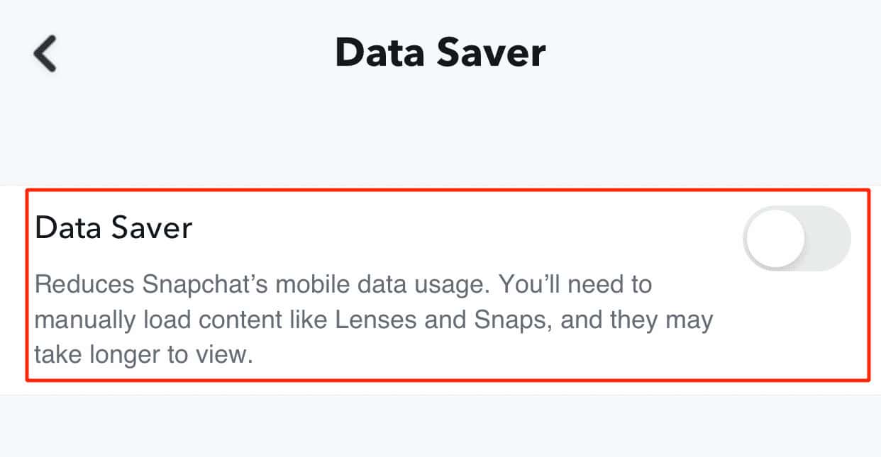 toggle off data saver slider