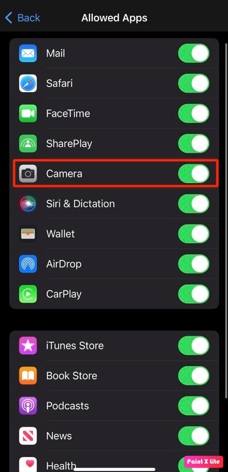 toggle on camera slider