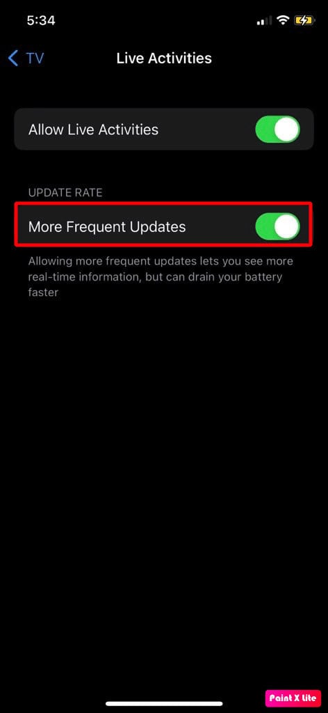 toggle on more frequent updates |