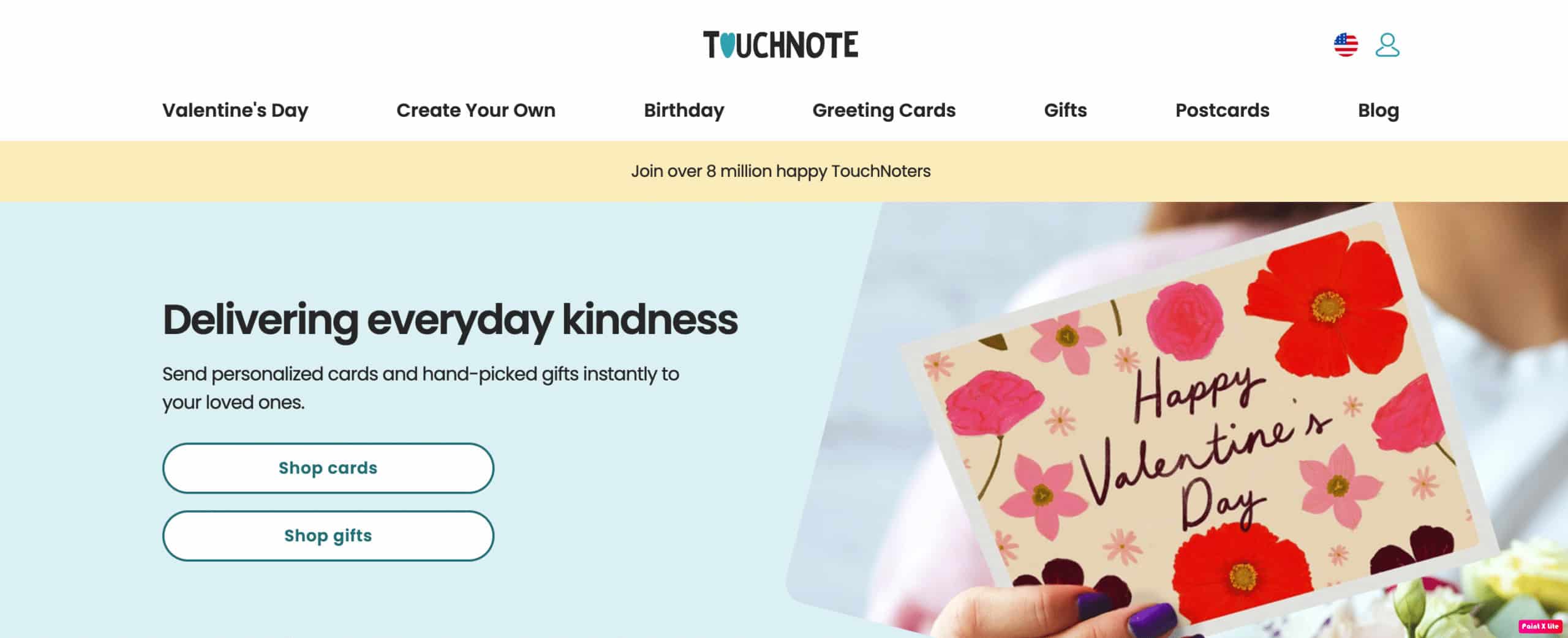 touchnote homepage